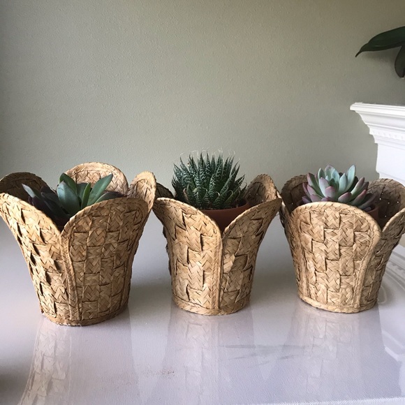 Vintage Other - Vintage Boho Woven Plant Holders